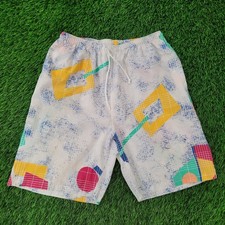 Vintage 90s Geometric Beach Shorts S/M 26x8 Abstract