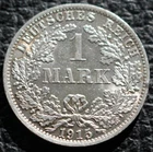 1915 AA GERMANY - 1 MARK .900 SILVER - Imperial German Eagle - William II