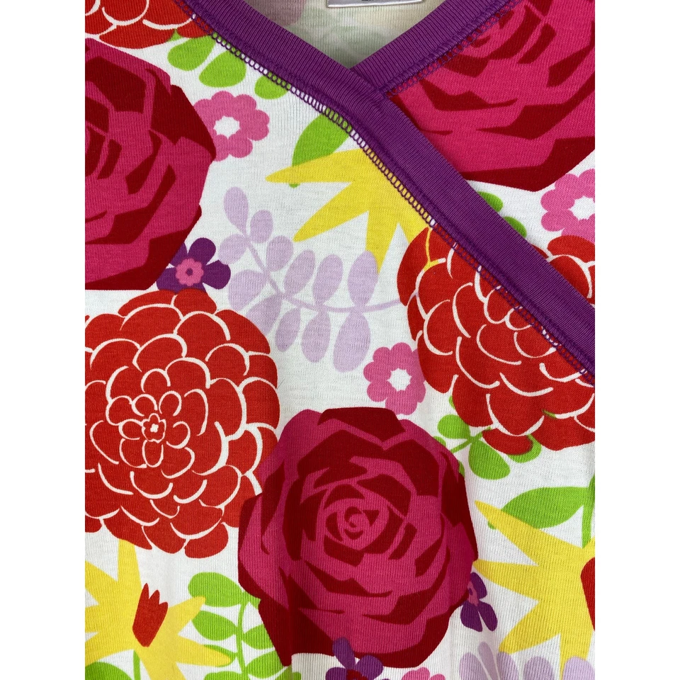 Hanna Andersson Women's M Red Pink Orange Floral 100% Organic Cotton Top - Image 2 of 4