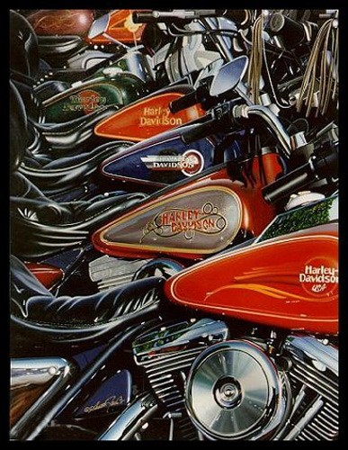 Scott Jacobs Thunder Row - Motorcycles Serigraph HC on Black Paper Print - Picture 1 of 1