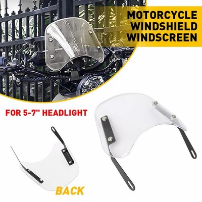 Clear Universal Motorcycle Headlight Windshield Windscreen For 5-7'' Headlight AH