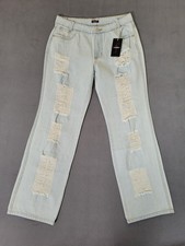 Flamingals Straight Leg Jeans Distressed Light Wash NWT Size Small