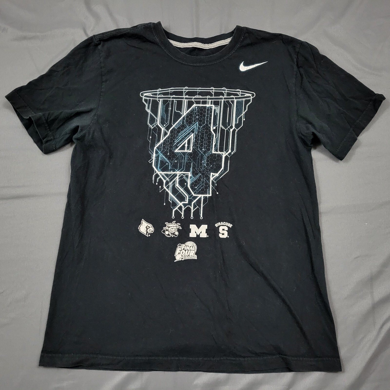 Nike Mens Medium M Black Basketball Final 4 Short Sleeve Pullover Shirt