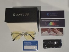 ANYLUV Blue Light Blocking Gaming Glasses Silver Metal Frame Yellow Tint