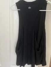 Alo Yoga  Tank Womens Large Black  Sleeveless Muscle High Neck Loose Fit Top
