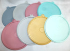 Lot of 8 Vintage TUPPERWARE LID / SEAL #227 C TAB Gray Rose blue Lime Beige blue — photo 1