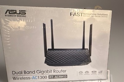 ASUS RT-ACRH13 Dual-Band Gigabit Wireless AC1300 Router, 4-Port, Black