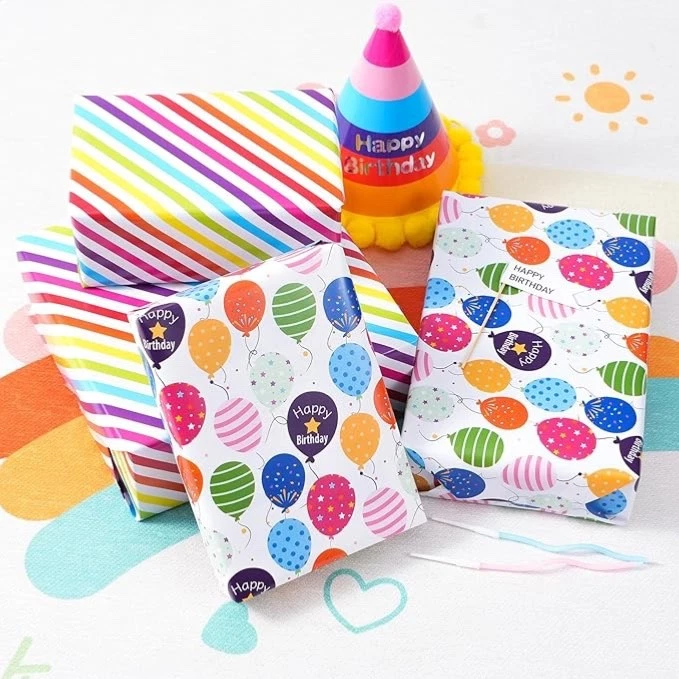 Reversible Birthday Wrapping Paper For Boys & Girls  17 Inches X 33 Feet - Image 3 of 4