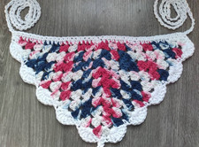 Crochet Granny Bandana with Scalloped Border 100 Cotton Color Patriot Ombre