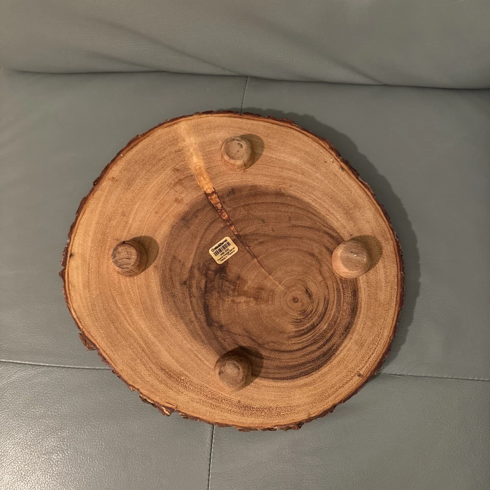 Crate & Barrel Acacia Wedge Server Footed Server Board 12 " Dia. - Image 3 of 4