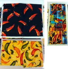 3 Fat Quarters or Larger Fabric Chili Peppers Robert Kaufman Alexander Henry