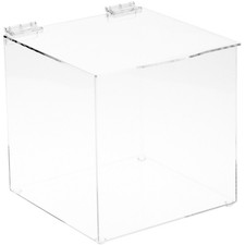 Plymor Clear Acrylic Display Case Box With Hinged Lid, 8" x 8" x 8"