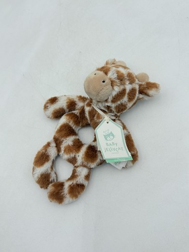 Jellycat Rassel Giraffe Ring Plüsch Baby braun gepunktet Griff Entwicklung Spielzeug Etiketten - Bild 1 von 10