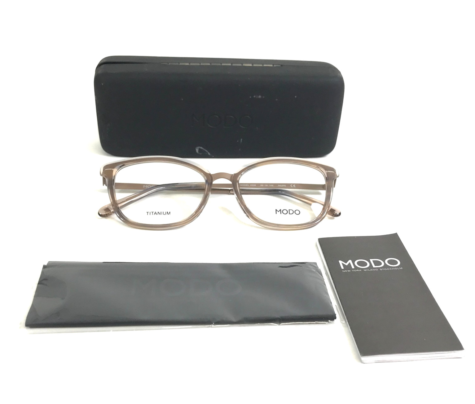 Modo Eyeglasses Frames 4536 TAUPE Brown Cat Eye Full Rim Titanium 52-18-143