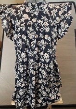 Mud Pie Cannon Printed Dress Womens Medium Black Floral Tiered Ruffle Mini Boho