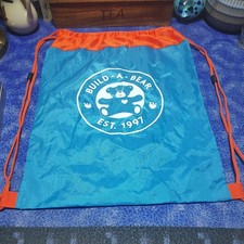 Build a Bear Workshop Toy Bear Carrier Bag 1997 Blue Orange String Backpack