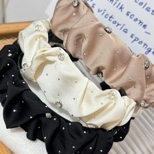 Headband High Skull Top Retro Black Full Rhinestone Broken Hair