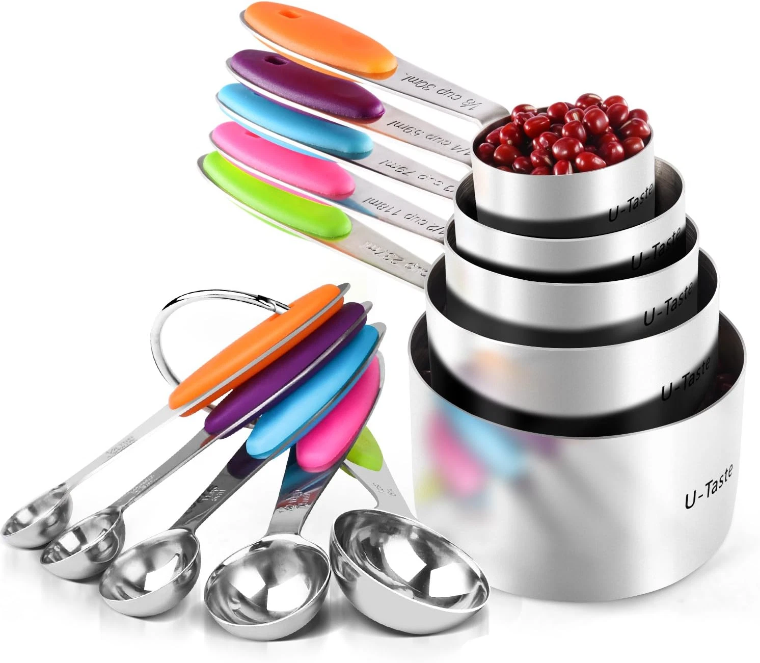 Measuring Cups : 18/8 Stainless Steel Measuring Cups and Spoons Set of 10 Piece