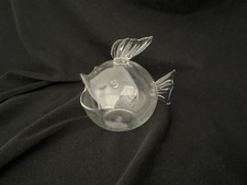 Vintage Blenko style clear art glass small fish bowl hand blown