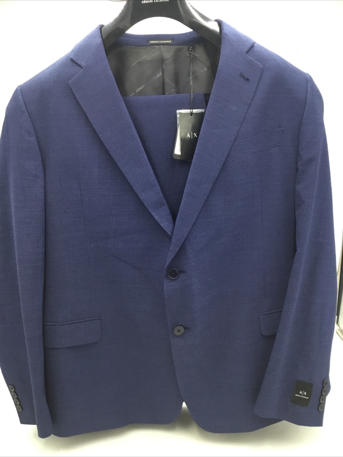 695 Armani Exchange Mens Modern Fit Suit With Pant Blue Size 48R 57890₽