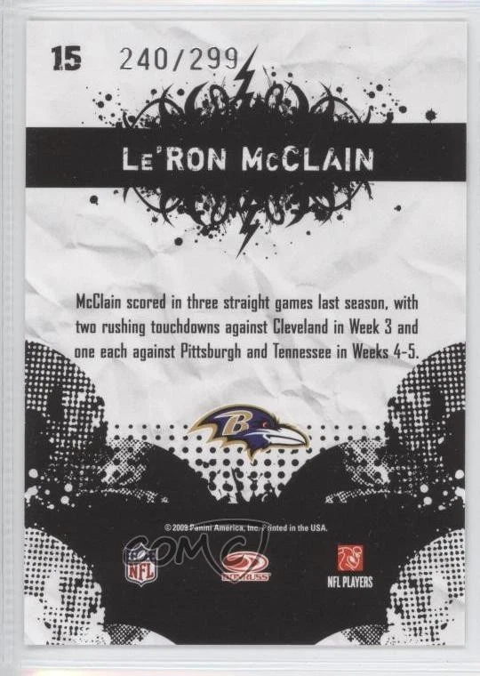 2009 Score Young Stars Gold Zone /299 Le'Ron McClain #15 - Image 2 of 2
