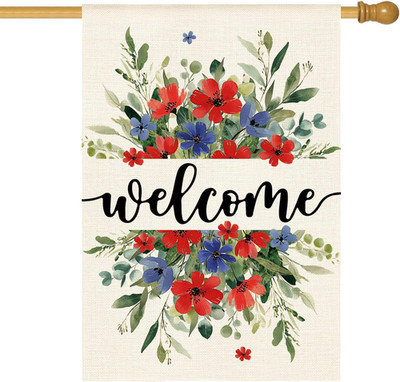 Memorial Day Patriotic 4Th of July House Flag 28X40 Inch Double Sided Outside, W