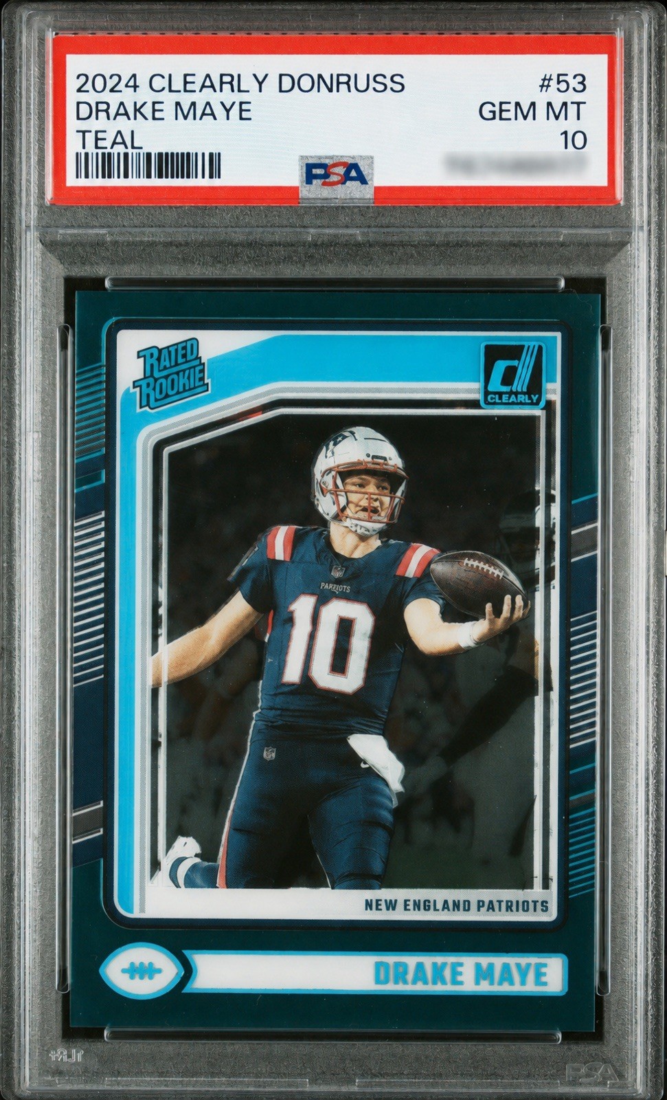 Drake Maye Panini Clearly Donruss #53 Teal