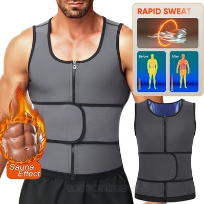 Men Sauna Suit Waist Trainer Vest Sweat Shapewear Sauna Effect Tank Top Workout