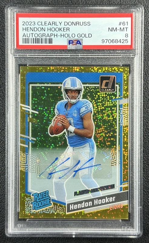 HENDON HOOKER PSA 8 2023 PANINI CLEARLY DONRUSS #61 ROOKIE AUTO HOLO GOLD RC 1/5