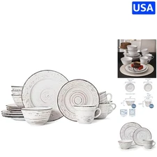 Versatile Trellis White Stoneware Set – 16-Piece Dinnerware for Every Occasion