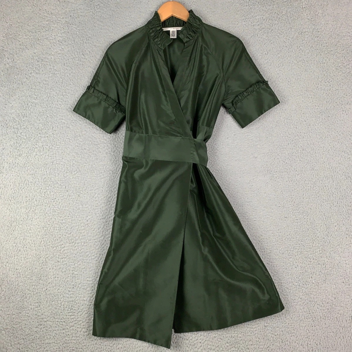 long green dress prom Emerald Green Strappy Back Slit Satin Prom Dress main image 0
