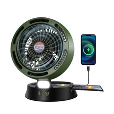 10400mAh Solar Camping Fan with LED Lantern, Rechargeable Portable ... Fast Ship