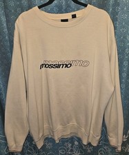 Vintage Mossimo Men's Ivory Blue Accents Sweatshirt Crew Neck Pullover *Spots*