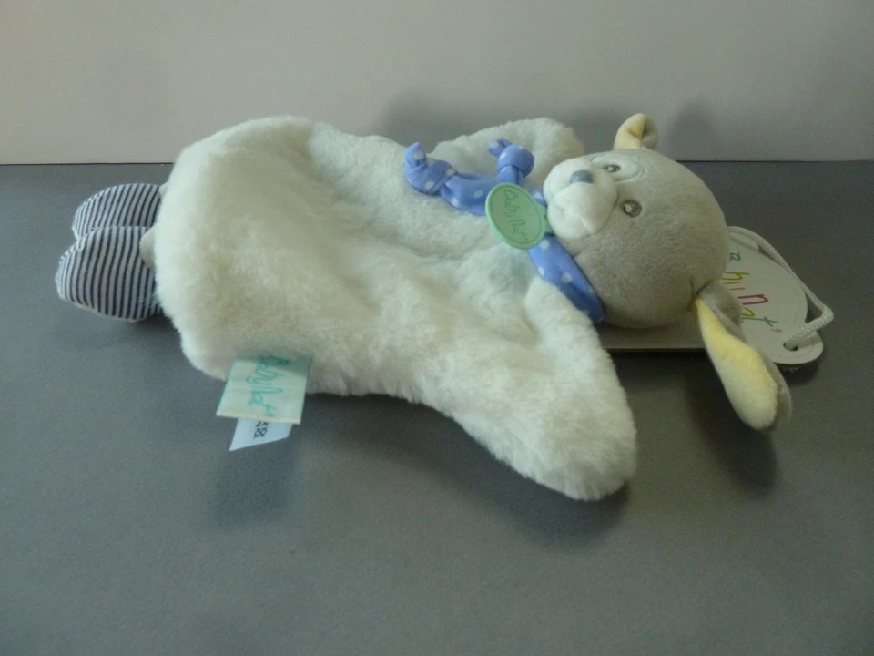 SD* DOUDOU MARIONNETTE BABY NAT CHIEN blanc bleu jaune gris les douillettes NEUF - Photo 3/4