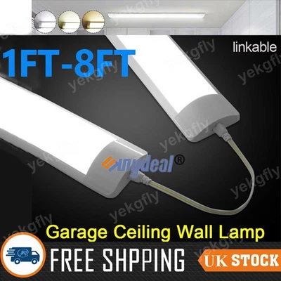 SUNYDEAL 2FT 4FT 6FT 8FT LED Batten Lights Tube Fluorescent Light Lamps Workshop Office