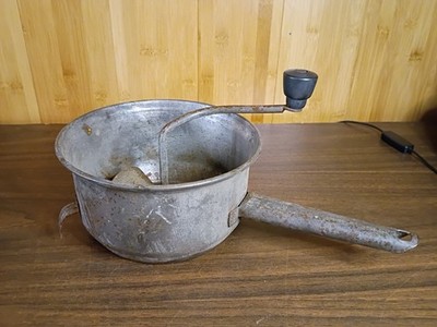 Antique FOLEY Potato Ricer Food Mill  Original Paint BLUE Wood Handle