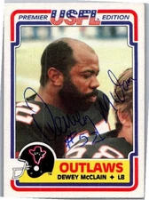 1984 -Dewey McClain- Topps USFL Autograph/Signed/Auto Football Card #94 Falcons
