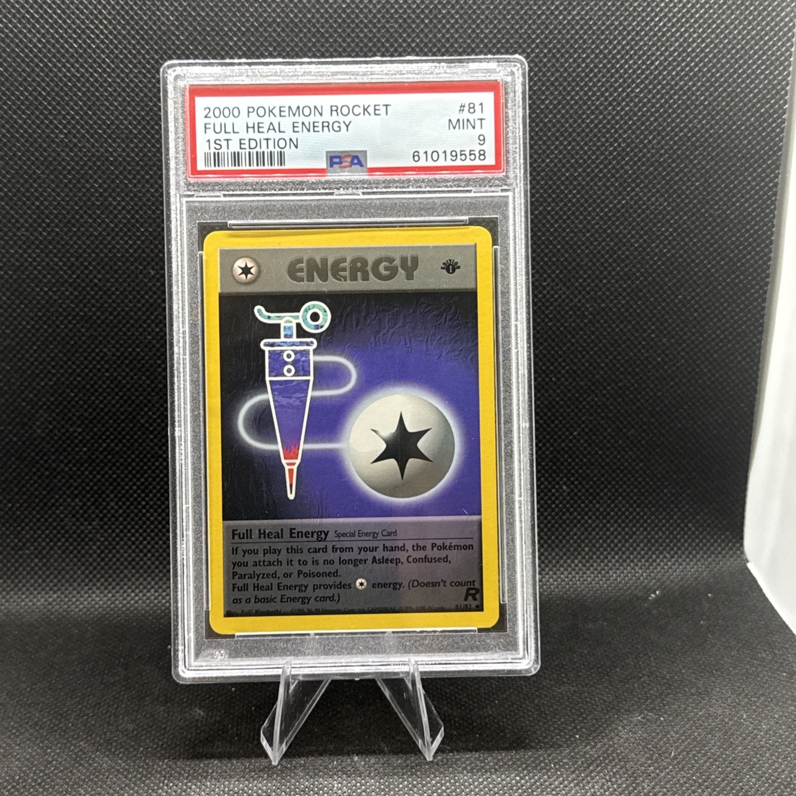 Full Heal Energy 1st Edition Uncommon Team Rocket 81/82 Pokemon TCG PSA 9 Graded