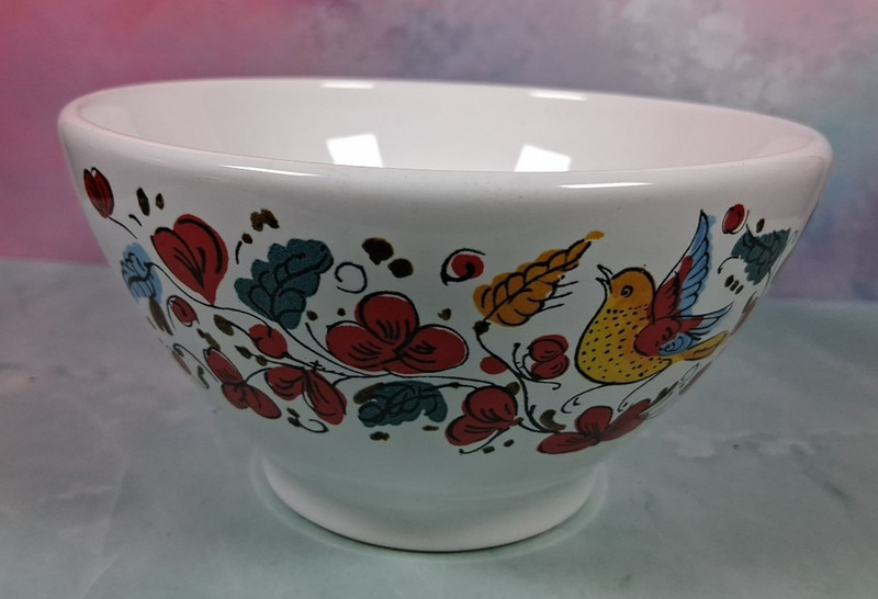 NUOVA DERUTA Italian Colorful Hand-Painted Floral Bird Pattern 5" Ceramic Bowl