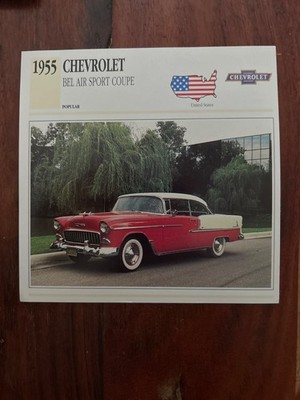 1955 Chevrolet Bel air Sport Coupe Classic Muscle Car Photo Spec Info Card