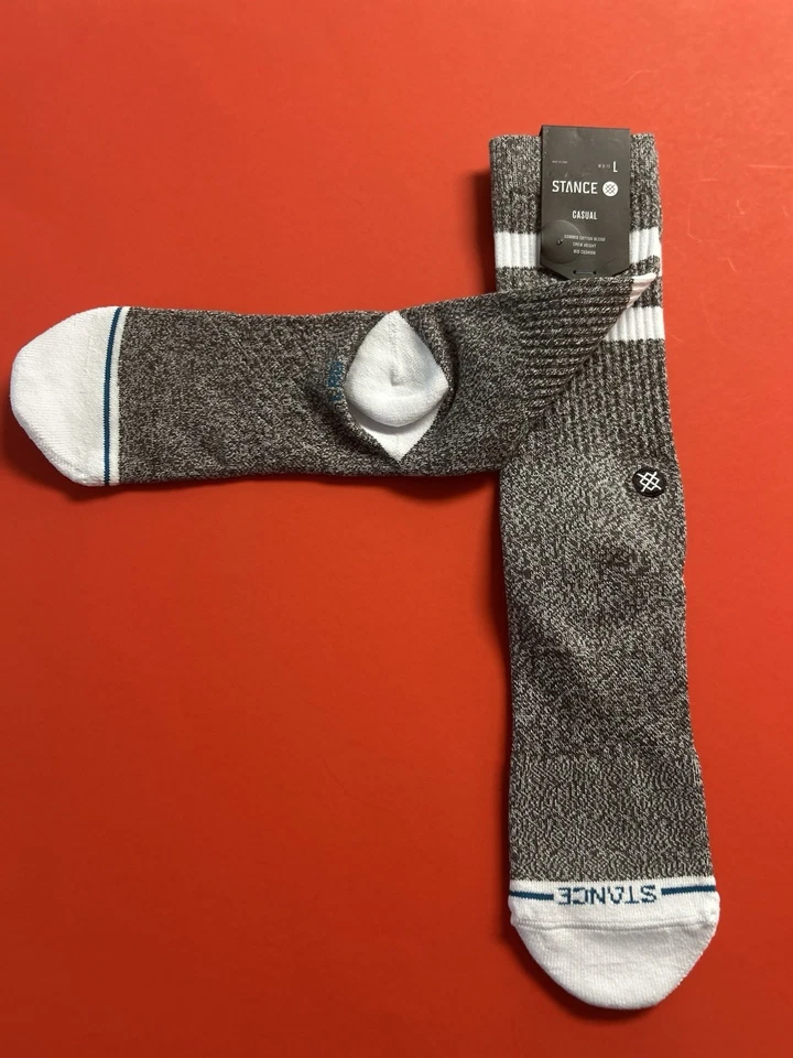 Calcetín Stance Casual Joven Crew Hombre Grande 9-13 Gris/Rayas, Nuevo con Etiquetas Foto 3 de 4