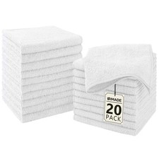 UNIMADE Washcloths - 20 Pack - Face Towels 12" x 12" , Highly 20Pack, White