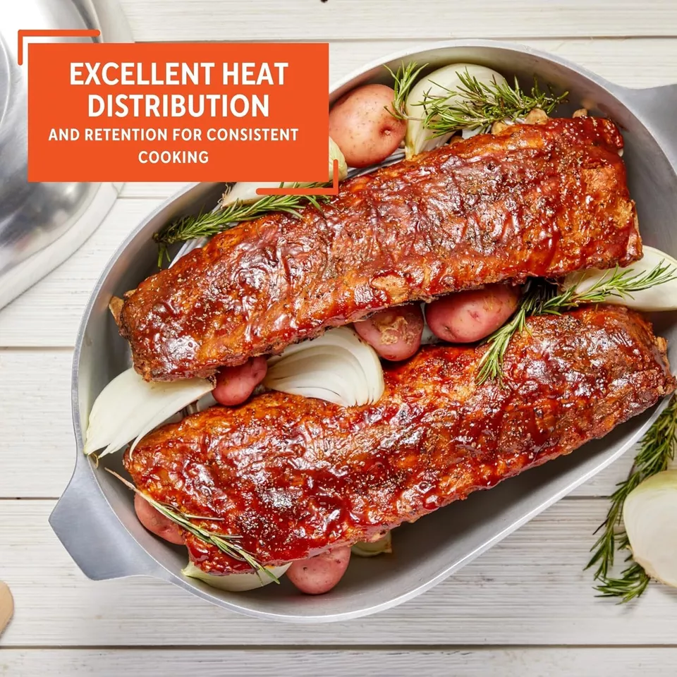 IMUSA EE. UU. Tostador de Aluminio Fundido Ovalado Cajún de Alta Resistencia 18", Plateado Foto 4 de 4