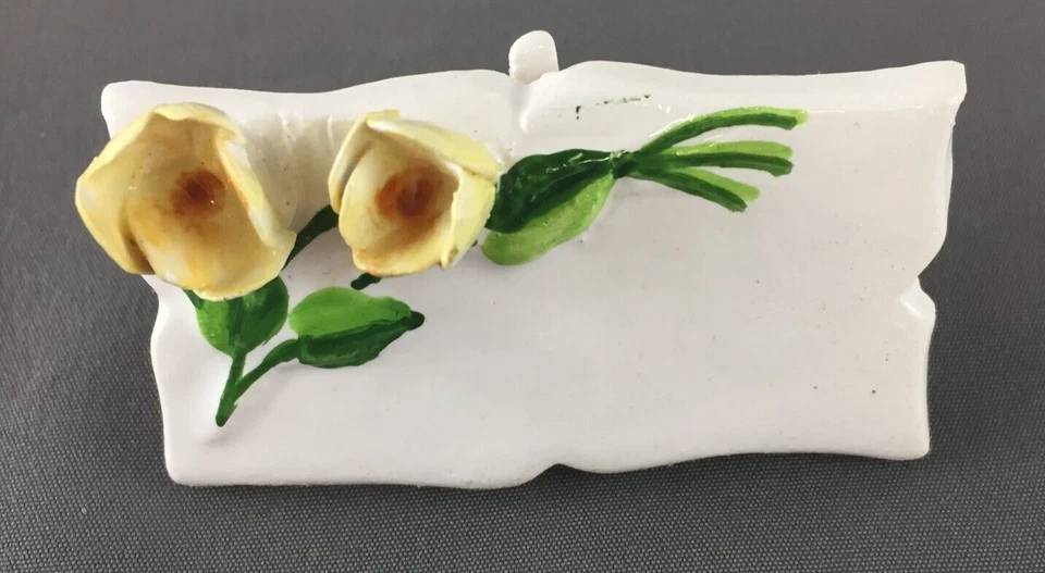 复古 9 件套 Raised 3D 黄色花朵花卉瓷制卡片夹 — 第 4/4 张图片