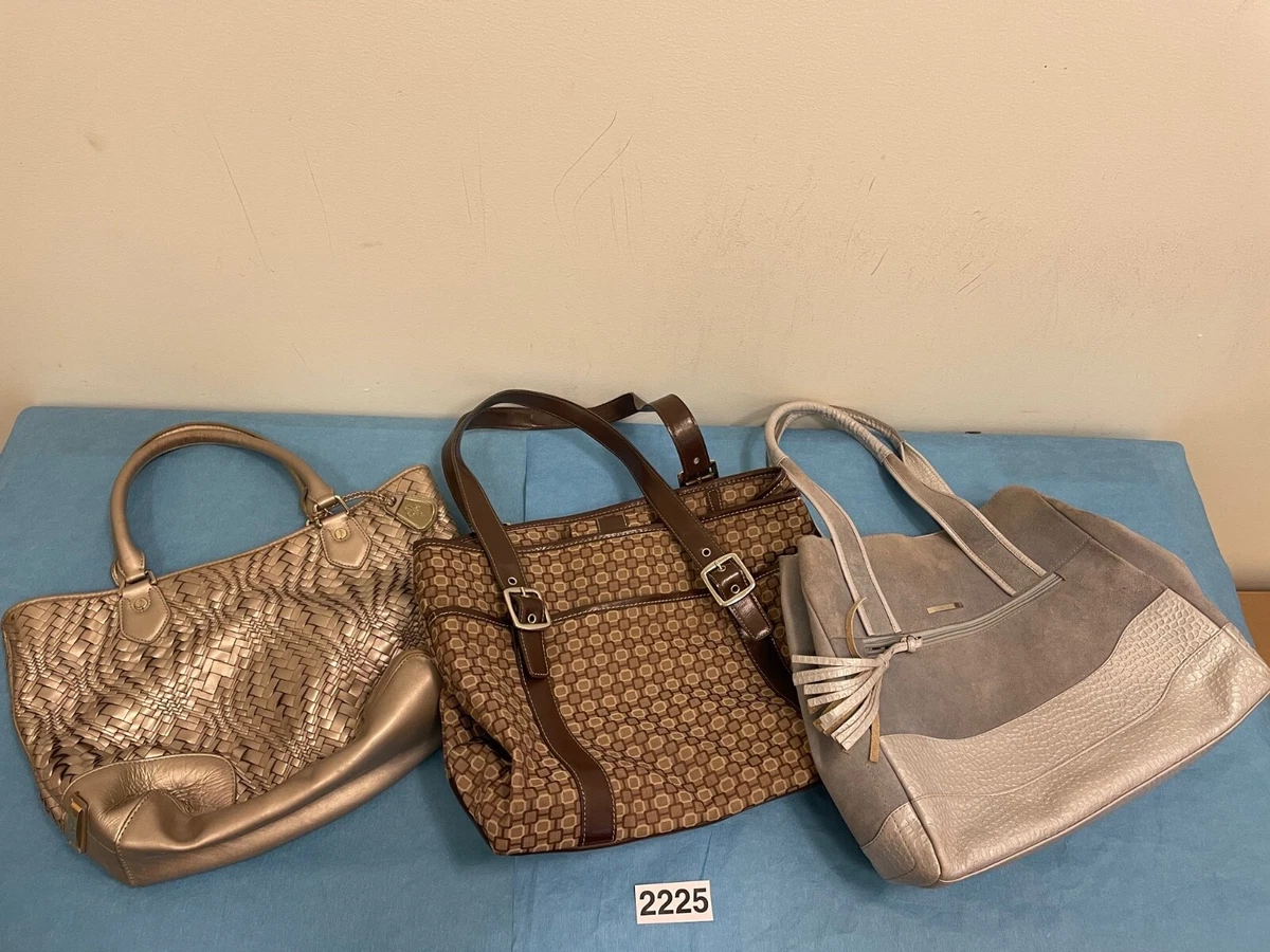 LOT OF THREE 3 Purses Gray Leather Tannino Gray Cole Haan