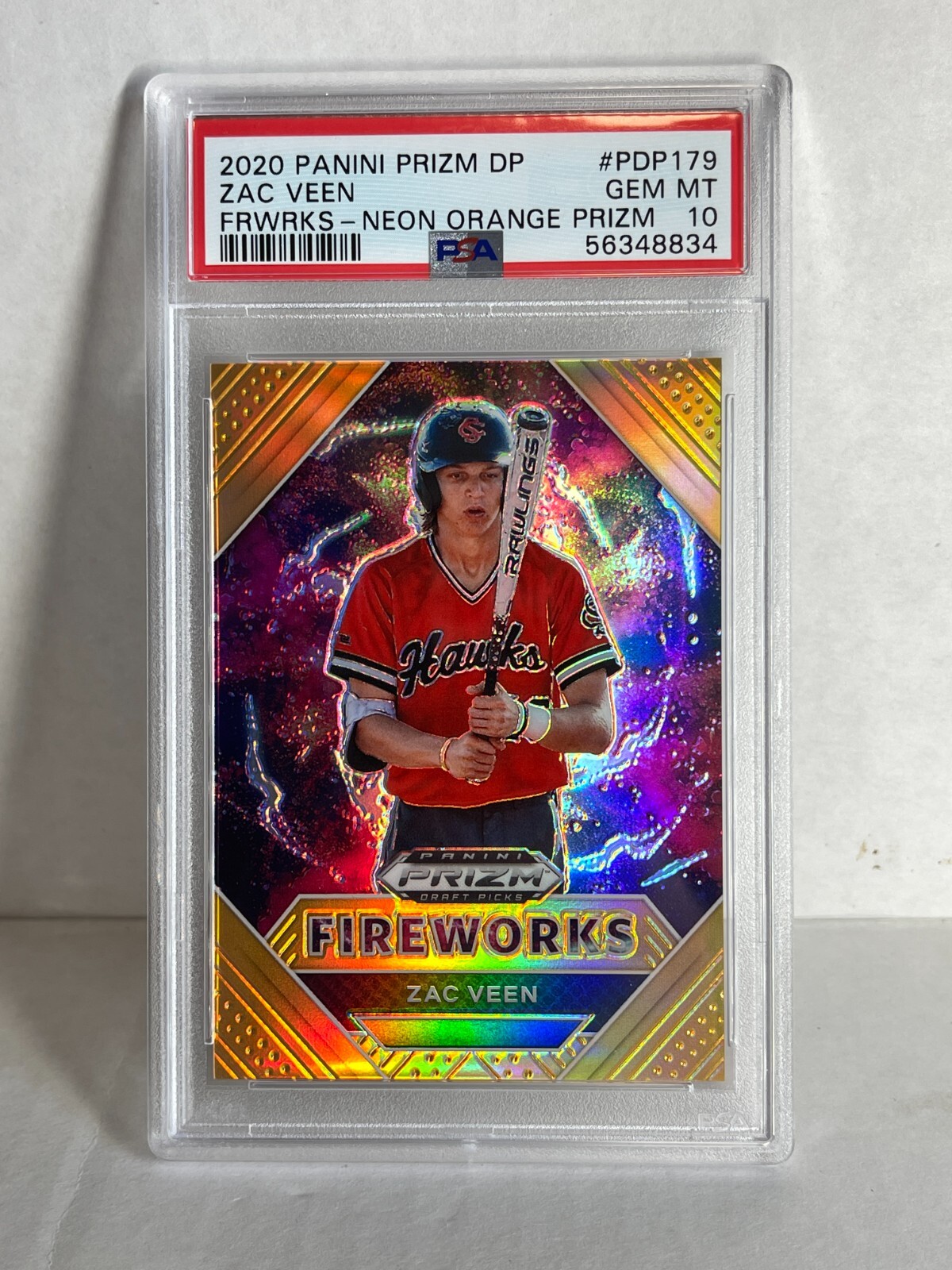 Zac Veen 2020 Panini Prizm RC ROOKIE FIREWORKS Rockies ORANGE /50 PSA 10 POP 1