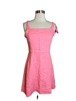 Honorine Kiki Linen Dress Size M Guava Pink Sleeveless self-tie straps Mini  | eBay