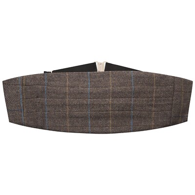 Kummerbund aus Tweed mit Karomuster Nussbaumbraun