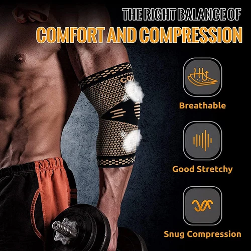 2x Elbow Support Arm Brace Compression Sleeves Joint Pain Relief For Men Women-- - Picture 12 of 23
