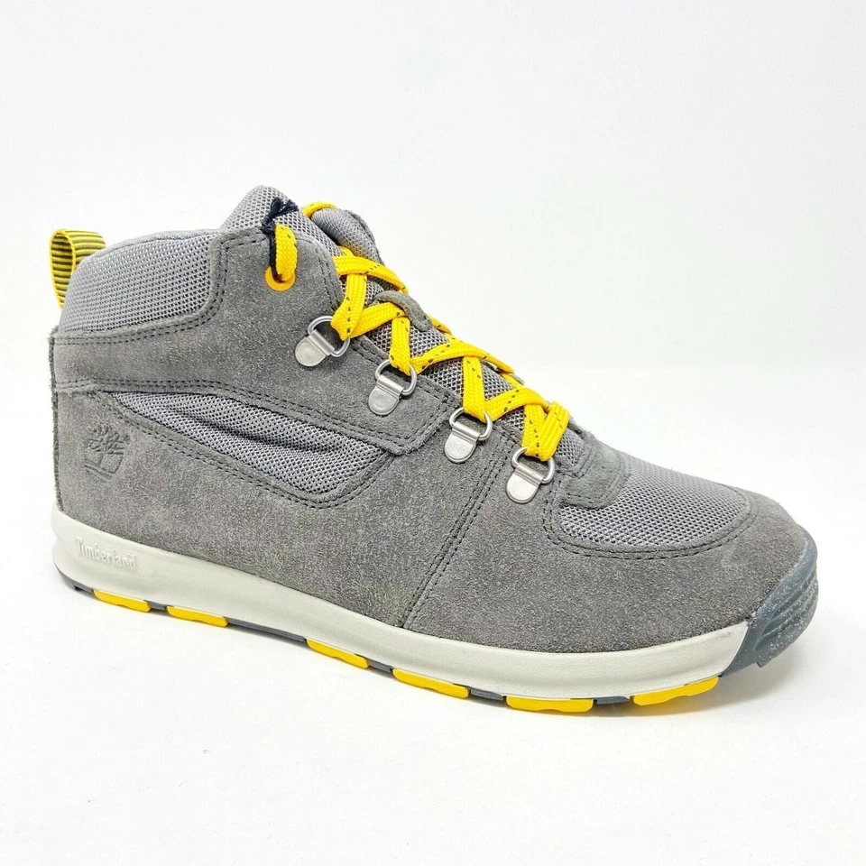 Timberland Earthkeeper GT Scramble Mid Nubuck Gray Yellow Kids Boots 4893R - Image 2 of 4
